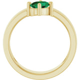 14K Gold Emerald Lab-Grown Emerald Asymmetric Solitaire Ring - Yellow Gold - view 2