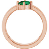 14K Gold Emerald Lab-Grown Emerald Asymmetric Solitaire Ring - Rose Gold - view 2