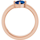 14K Gold Emerald Lab-Grown Blue Sapphire Asymmetric Solitaire Ring - Rose Gold - view 2