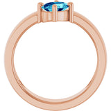 14K Gold Oval Natural Blue Zircon Asymmetric Solitaire Ring - Rose Gold - view 2