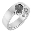 Platinum Oval Natural Gray Spinel Asymmetric Solitaire Ring