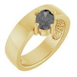 14K Gold Oval Natural Gray Spinel Asymmetric Solitaire Ring - Yellow Gold