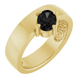 14K Gold Emerald Natural Black Onyx Asymmetric Solitaire Ring - Yellow Gold - view 4