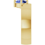 14K Gold Oval Natural Tanzanite Asymmetric Solitaire Ring - Yellow Gold - view 3