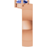 14K Gold Oval Natural Tanzanite Asymmetric Solitaire Ring - Rose Gold - view 3