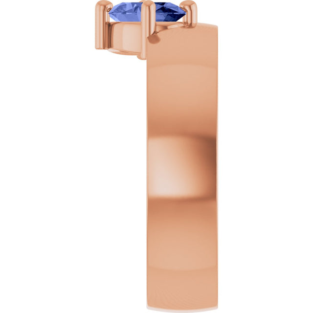14K Gold Oval Natural Tanzanite Asymmetric Solitaire Ring - Rose Gold - view 3