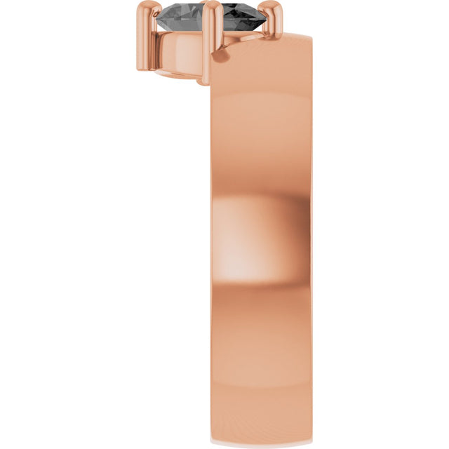 14K Gold Oval Natural Gray Spinel Asymmetric Solitaire Ring - Rose Gold - view 4