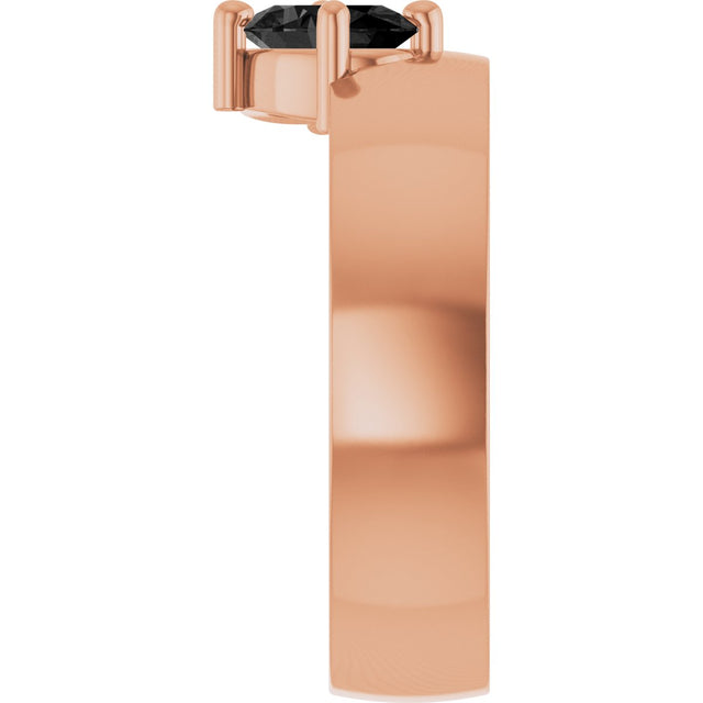 14K Gold Emerald Natural Black Onyx Asymmetric Solitaire Ring - Rose Gold - view 3