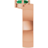 14K Gold Emerald Lab-Grown Emerald Asymmetric Solitaire Ring - Rose Gold - view 4