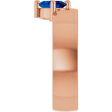 14K Gold Emerald Lab-Grown Blue Sapphire Asymmetric Solitaire Ring - Rose Gold - view 4