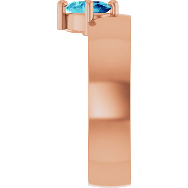 14K Gold Oval Natural Blue Zircon Asymmetric Solitaire Ring - Rose Gold - view 4