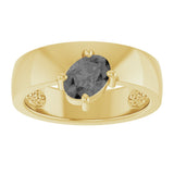 14K Gold Oval Natural Gray Spinel Asymmetric Solitaire Ring - Yellow Gold - view 3