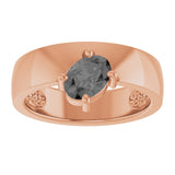 14K Gold Oval Natural Gray Spinel Asymmetric Solitaire Ring - Rose Gold - view 3