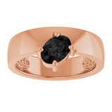14K Gold Emerald Natural Black Onyx Asymmetric Solitaire Ring - Rose Gold - view 2