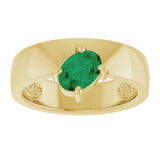 14K Gold Emerald Lab-Grown Emerald Asymmetric Solitaire Ring - Yellow Gold - view 3