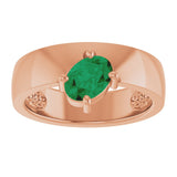 14K Gold Emerald Lab-Grown Emerald Asymmetric Solitaire Ring - Rose Gold - view 3