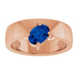 14K Gold Emerald Lab-Grown Blue Sapphire Asymmetric Solitaire Ring - Rose Gold - view 3