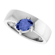 Platinum Oval Natural Tanzanite Asymmetric Solitaire Ring