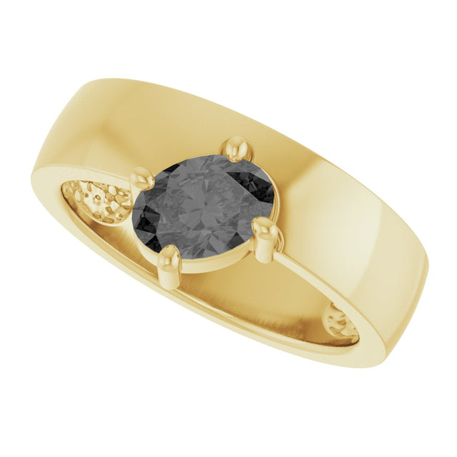 14K Gold Oval Natural Gray Spinel Asymmetric Solitaire Ring - Yellow Gold - view 5