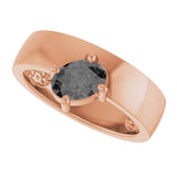 14K Gold Oval Natural Gray Spinel Asymmetric Solitaire Ring - Rose Gold - view 5