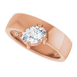 14K Gold Oval Natural White Sapphire Asymmetric Solitaire Ring - Rose Gold - view 5