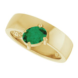 14K Gold Emerald Lab-Grown Emerald Asymmetric Solitaire Ring - Yellow Gold - view 5