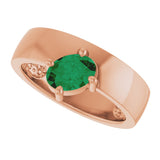 14K Gold Emerald Lab-Grown Emerald Asymmetric Solitaire Ring - Rose Gold - view 5