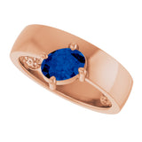 14K Gold Emerald Lab-Grown Blue Sapphire Asymmetric Solitaire Ring - Rose Gold - view 5