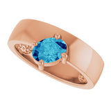 14K Gold Oval Natural Blue Zircon Asymmetric Solitaire Ring - Rose Gold - view 5