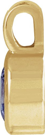 14K Gold Round Natural Tanzanite Solitaire Necklace or Pendant II - Yellow Gold - view 2
