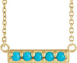 14K Gold Round Natural Turquoise Accented Bar Necklace - Yellow Gold