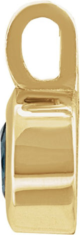14K Gold Round Natural London Blue Topaz Solitaire Necklace or Pendant III - Yellow Gold - view 2
