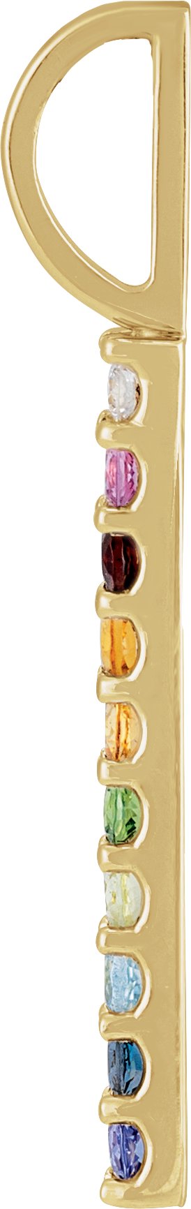 14K Gold Round Natural Diamond Rainbow Bar Necklace or Pendant - Yellow Gold - view 2