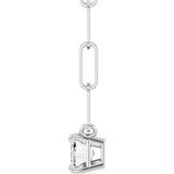 14K Gold Emerald Natural White Sapphire Solitaire Necklace - White Gold - view 6