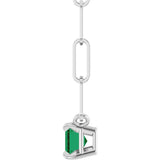 14K Gold Emerald Natural Emerald Solitaire Necklace - White Gold - view 6