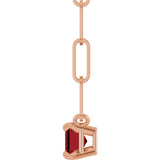 14K Gold Emerald Natural Mozambique Garnet Solitaire Necklace - Rose Gold - view 7