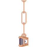 14K Gold Emerald Lab-Grown Alexandrite Solitaire Necklace - Rose Gold - view 7