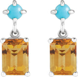 Platinum Emerald Natural Citrine & Natural Turquoise Accented Earrings - view 2