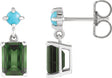 Platinum Emerald Natural Green Tourmaline & Natural Turquoise Accented Earrings