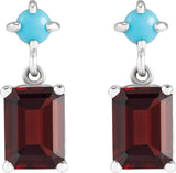 Platinum Emerald Natural Mozambique Garnet & Natural Turquoise Accented Earrings - view 2