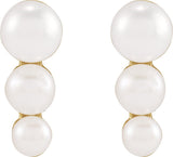 14K Gold Cultured White Freshwater Pearl Pearl Earrings – 3mm Stones - Yellow Gold - view 4