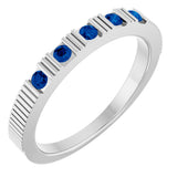Platinum Round Lab-Grown Blue Sapphire Birthstone Stackable Ring