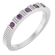 Platinum Round Natural Alexandrite Birthstone Stackable Ring