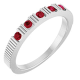 Platinum Round Lab-Grown Ruby Birthstone Stackable Ring