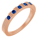 14K Gold Round Natural Blue Sapphire Birthstone Stackable Ring – 2mm Stones - Rose Gold