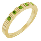 14K Gold Round Natural Peridot Birthstone Stackable Ring – 2mm Stones - Yellow Gold