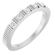 Platinum Round Natural White Sapphire Birthstone Stackable Ring