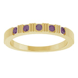 14K Gold Round Natural Alexandrite Birthstone Stackable Ring – 2mm Stones - Yellow Gold - view 3