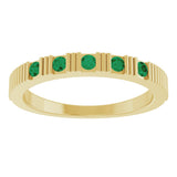 14K Gold Round Lab-Grown Emerald Birthstone Stackable Ring – 2mm Stones - Yellow Gold - view 3