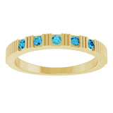 14K Gold Round Natural Blue Zircon Birthstone Stackable Ring - Yellow Gold - view 3